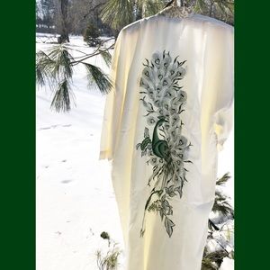 SOLD! Eastern Collection Peacock Embroidered  Robe Kimono Dressing